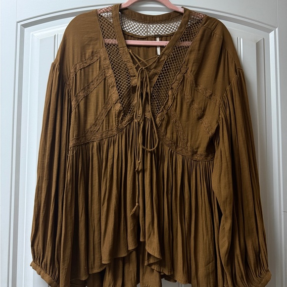 Free People Brown Boho Top - Picture 1 of 4